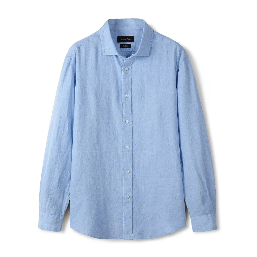 Camisa de Linho Lisa Masculina Rauffstein RS347, tecido leve e respirável, modelagem confortável e acabamento premium para um visual sofisticado.