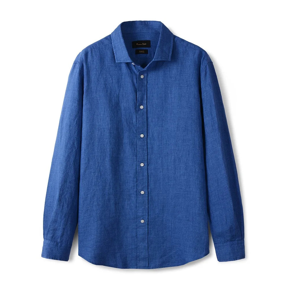 Camisa de Linho Lisa Masculina Rauffstein RS347, tecido leve e respirável, modelagem confortável e acabamento premium para um visual sofisticado.