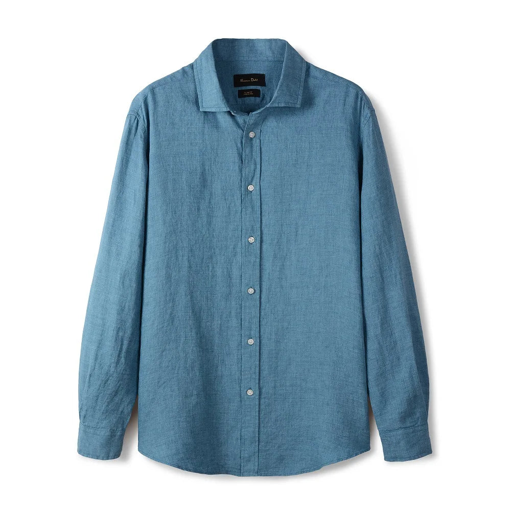 Camisa de Linho Lisa Masculina Rauffstein RS347, tecido leve e respirável, modelagem confortável e acabamento premium para um visual sofisticado.