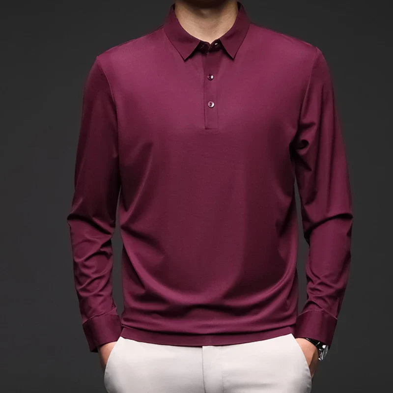 Camisa Polo Manga Comprida Masculina Rauffstein RS051, tecido premium, caimento ajustado e design sofisticado para conforto e versatilidade.