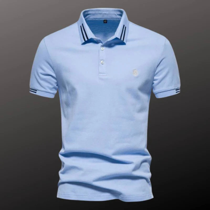 Camisa Polo em Algodão Rauffstein RS238 elegante, com detalhes bordados e design moderno, ideal para visuais casuais e formais com conforto.