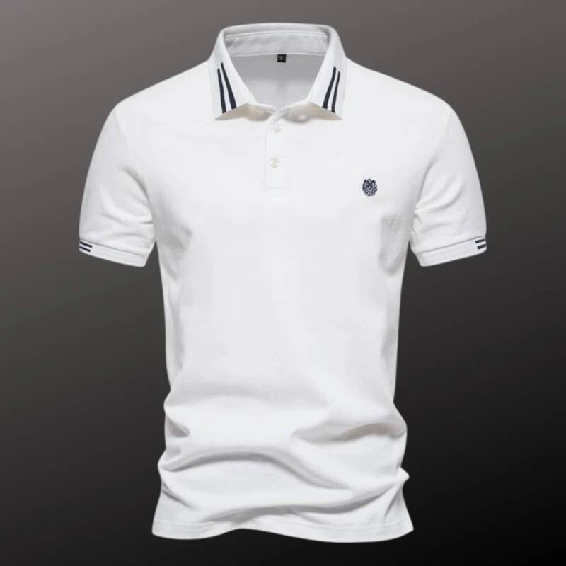 Camisa Polo em Algodão Rauffstein RS238 elegante, com detalhes bordados e design moderno, ideal para visuais casuais e formais com conforto.
