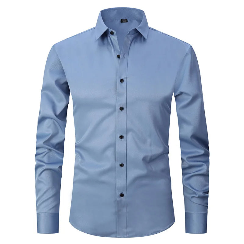 Camisa Social de Algodão Masculina Rauffstein RS142, modelagem slim fit, tecido respirável, gola tradicional e acabamento refinado para um visual sofisticado.