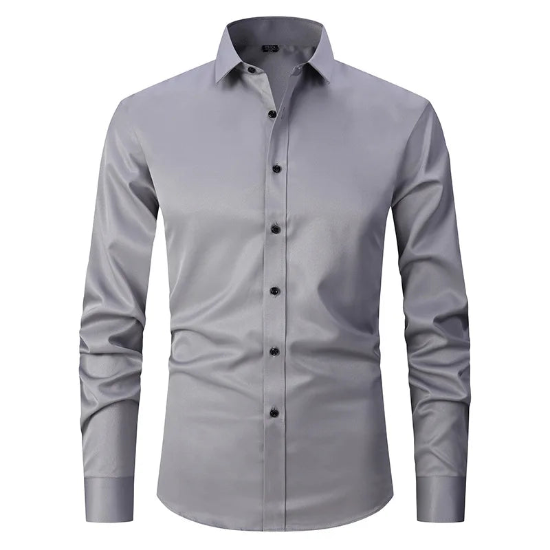 Camisa Social de Algodão Masculina Rauffstein RS142, modelagem slim fit, tecido respirável, gola tradicional e acabamento refinado para um visual sofisticado.