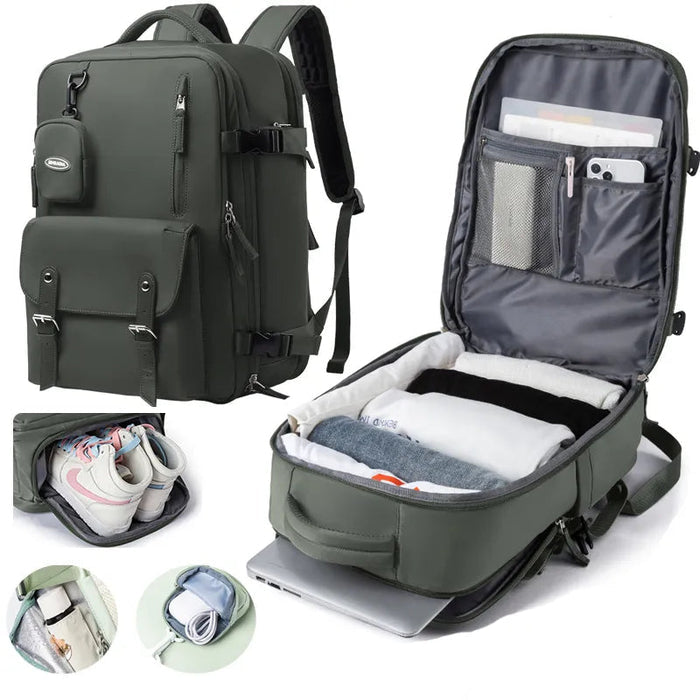 Mochila Viagem Rauffstein RS413 prática, com tecido Oxford impermeável e multicompartimentos, perfeita para viagens ou uso diário com conforto.