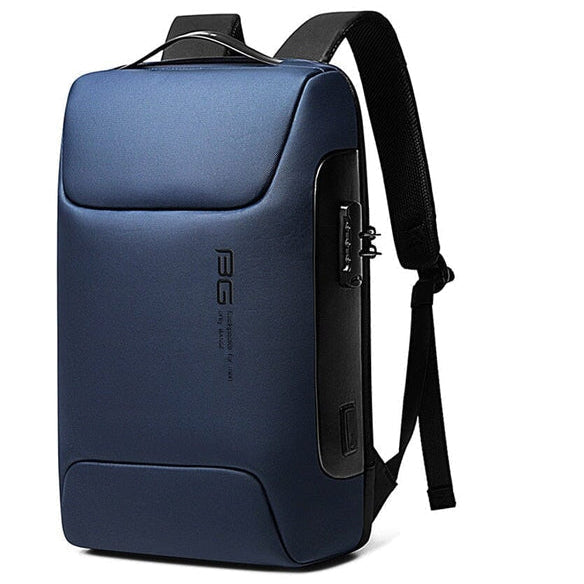 Mochila Executiva Rauffstein RS401 moderna, com tecido impermeável, porta USB e trava TSA, perfeita para notebook 15" em viagens ou trabalho.