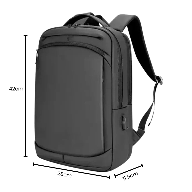Mochila Executiva Rauffstein RS419 moderna, com porta USB e material impermeável, perfeita para notebook 15,6" em trabalho ou estudos com conforto.