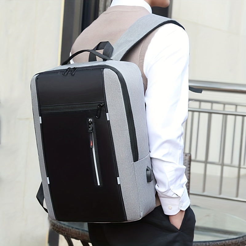 Mochila Executiva Rauffstein RS420 elegante, com porta USB e poliéster impermeável, perfeita para laptop no trabalho ou estudos com conforto.