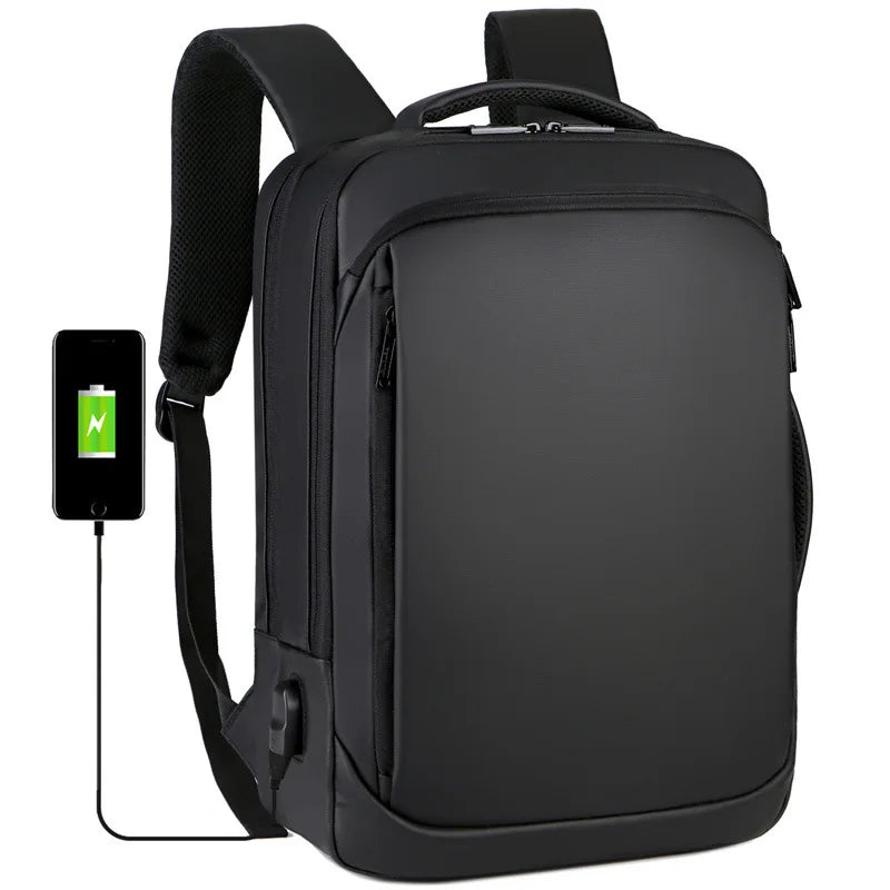 Mochila Executiva Rauffstein RS086 com compartimento para notebook 15", material impermeável, design moderno e porta USB para mais praticidade.