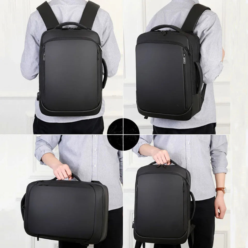 Mochila Executiva Rauffstein RS086 com compartimento para notebook 15", material impermeável, design moderno e porta USB para mais praticidade.