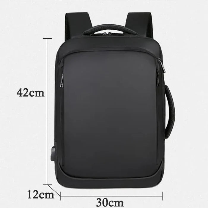 Mochila Executiva Rauffstein RS086 com compartimento para notebook 15", material impermeável, design moderno e porta USB para mais praticidade.