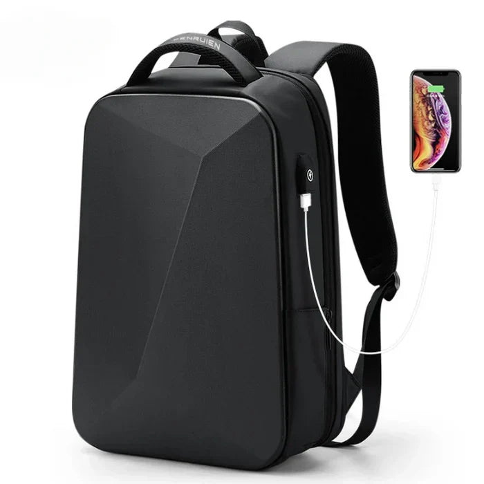Mochila Executiva Rauffstein RS087 com compartimento para notebook 14", material impermeável, alças ergonômicas e porta USB para mais praticidade.