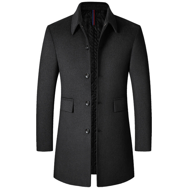 Sobretudo Masculino em Lã Rauffstein RS230, com gola polo, perfeito para inverno em looks formais ou casuais com conforto e sofisticação.