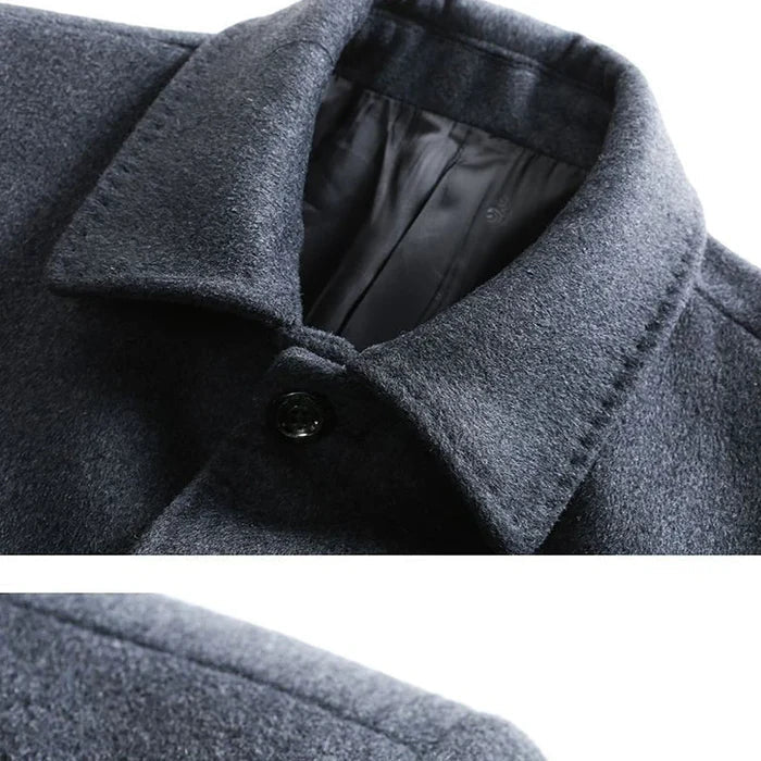 Sobretudo Social Masculino Curto em Lã Rauffstein RS217, com design compacto, perfeito para outono e inverno em ocasiões formais ou casuais.