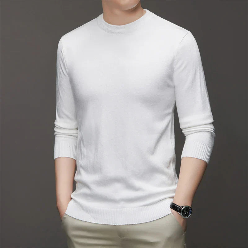 Suéter Casual Masculino Gola Redonda Rauffstein RS182, com modelagem slim fit, perfeito para looks casuais ou descontraídos com estilo e conforto.