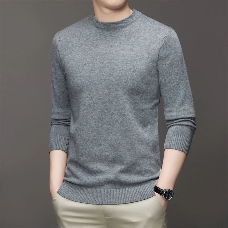 Suéter Casual Masculino Gola Redonda Rauffstein RS182, com modelagem slim fit, perfeito para looks casuais ou descontraídos com estilo e conforto.