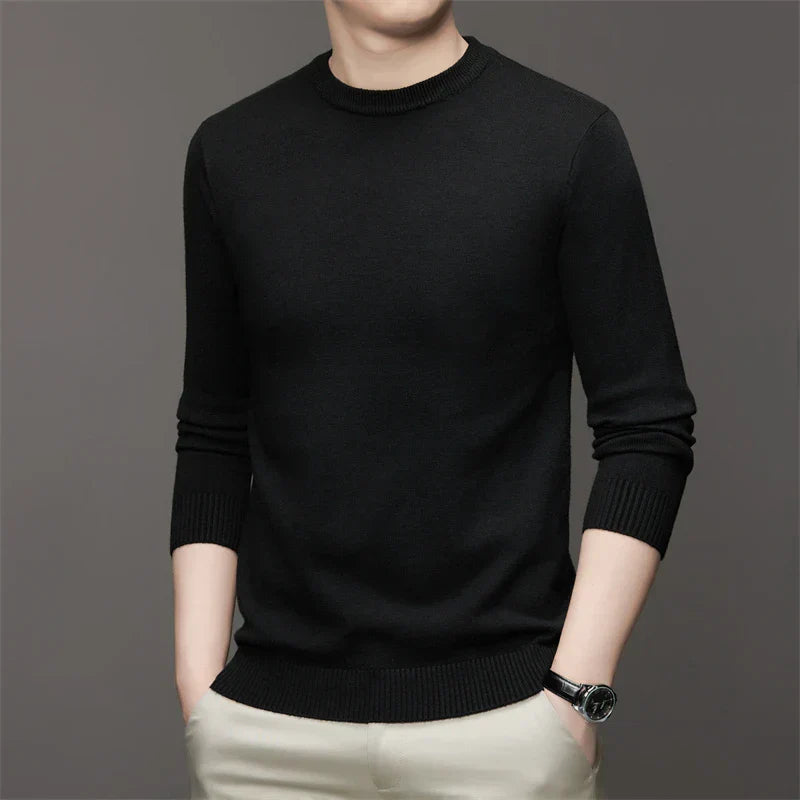 Suéter Casual Masculino Gola Redonda Rauffstein RS182, com modelagem slim fit, perfeito para looks casuais ou descontraídos com estilo e conforto.