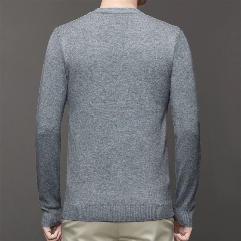 Suéter Casual Masculino Gola Redonda Rauffstein RS182, com modelagem slim fit, perfeito para looks casuais ou descontraídos com estilo e conforto.
