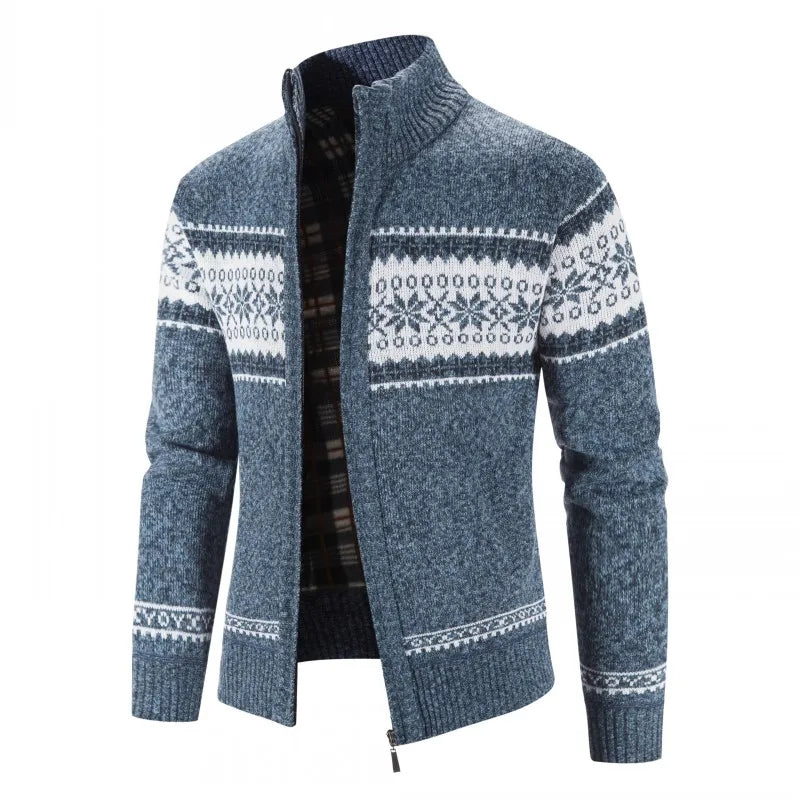 Suéter Masculino Bordado em Lã com Zíper Rauffstein RS179, com gola alta, perfeito para inverno em ocasiões casuais ou formais com estilo.
