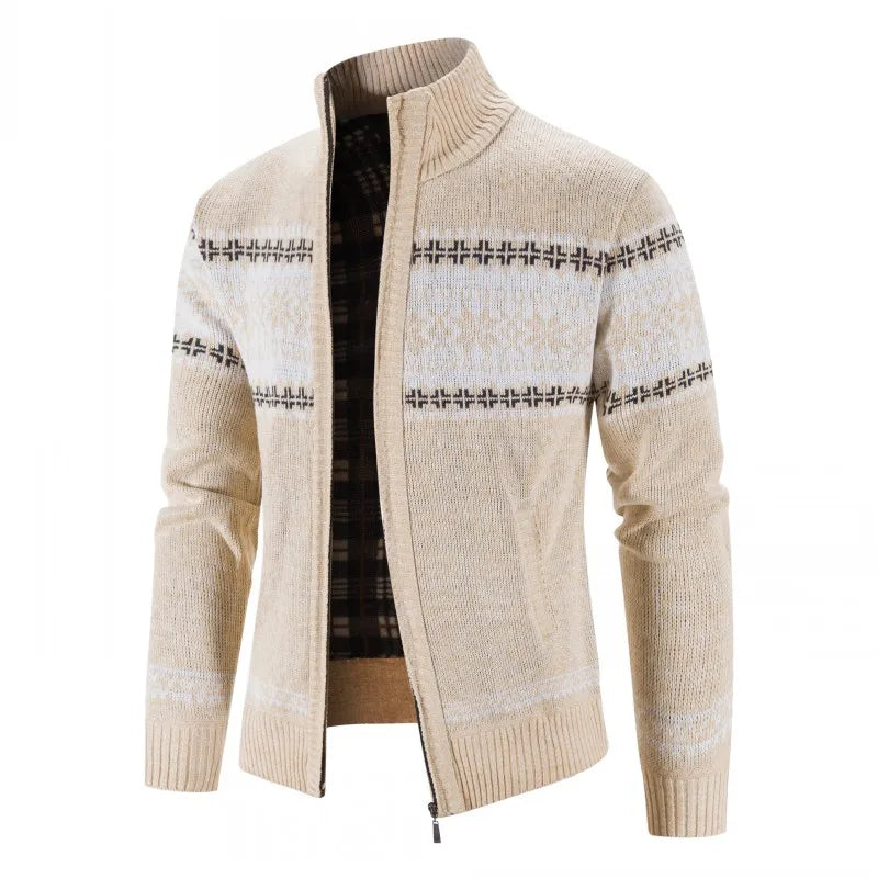 Suéter Masculino Bordado em Lã com Zíper Rauffstein RS179, com gola alta, perfeito para inverno em ocasiões casuais ou formais com estilo.