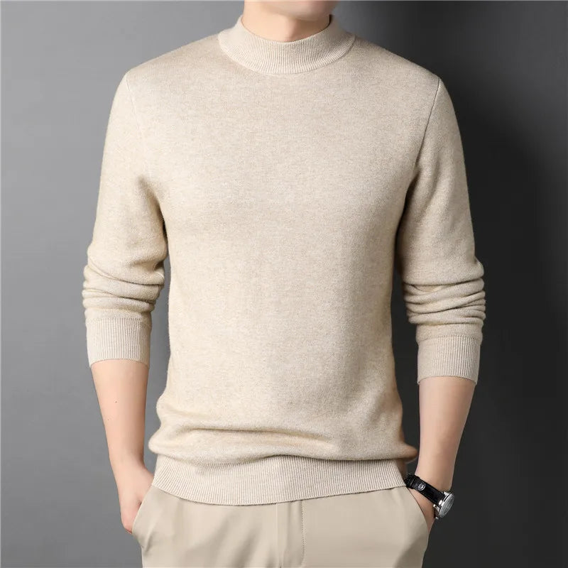 Suéter Masculino em Lã Rauffstein RS233 elegante, com gola alta e design minimalista, ideal para visuais casuais e formais com conforto.