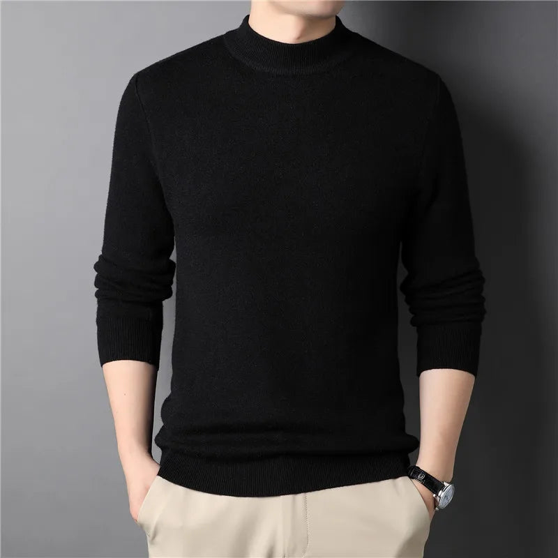 Suéter Masculino em Lã Rauffstein RS233 elegante, com gola alta e design minimalista, ideal para visuais casuais e formais com conforto.