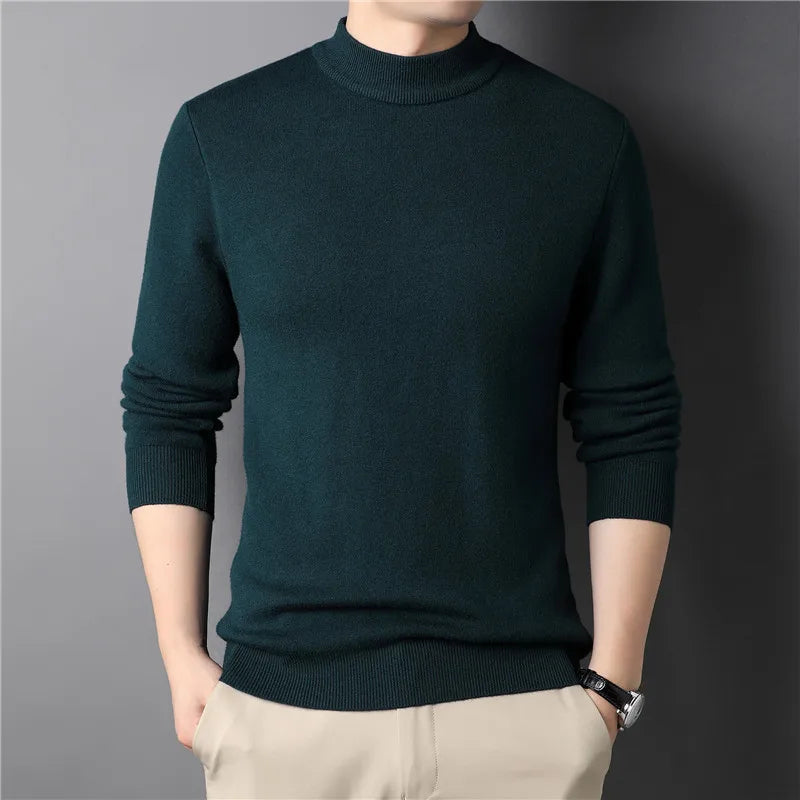 Suéter Masculino em Lã Rauffstein RS233 elegante, com gola alta e design minimalista, ideal para visuais casuais e formais com conforto.