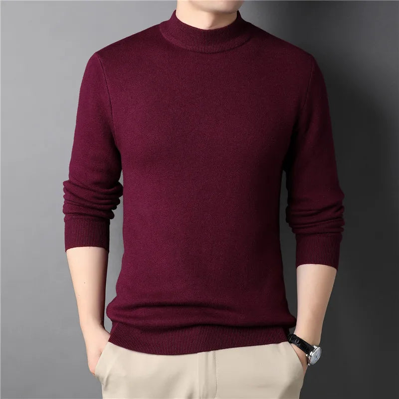 Suéter Masculino em Lã Rauffstein RS233 elegante, com gola alta e design minimalista, ideal para visuais casuais e formais com conforto.