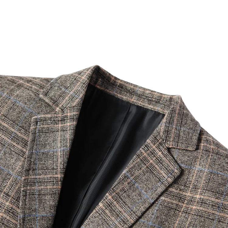 Blazer Masculino em Lã Quadriculado Rauffstein RS031, caimento estruturado, tecido premium e estampa xadrez para um estilo clássico e sofisticado.