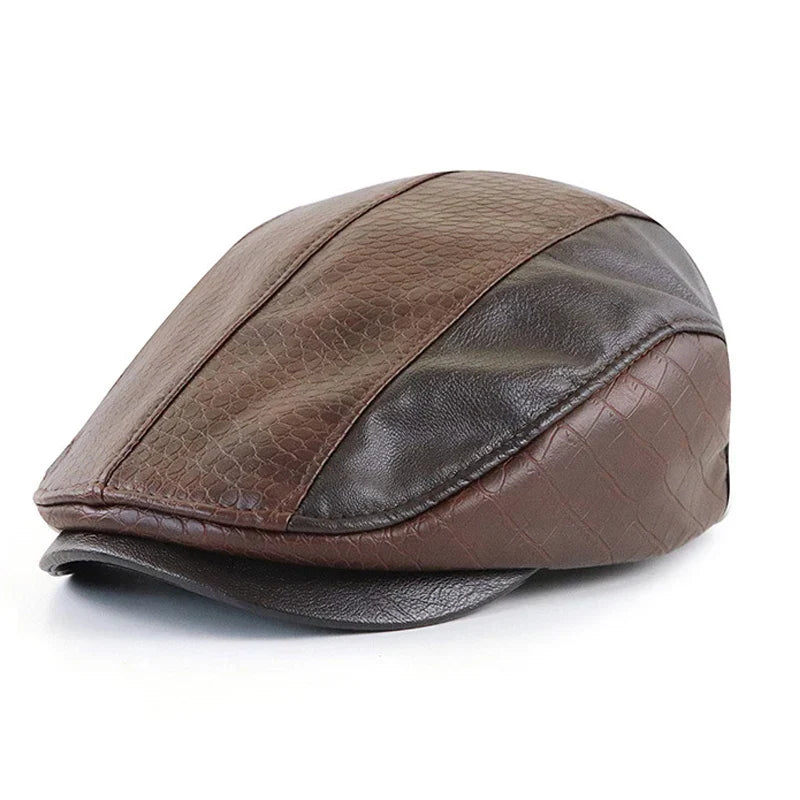 Boina Italiana de Couro Masculina Rauffstein RS373 sofisticada, com material de couro premium e estilo clássico, ideal para ocasiões casuais ou formais com um toque refinado.