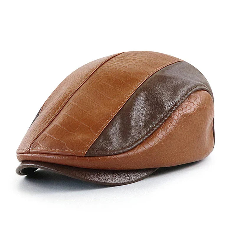 Boina Italiana de Couro Masculina Rauffstein RS373 sofisticada, com material de couro premium e estilo clássico, ideal para ocasiões casuais ou formais com um toque refinado.