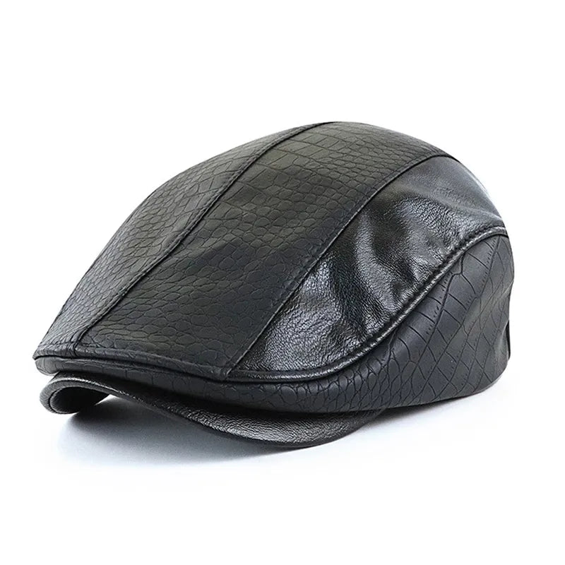 Boina Italiana de Couro Masculina Rauffstein RS373 sofisticada, com material de couro premium e estilo clássico, ideal para ocasiões casuais ou formais com um toque refinado.