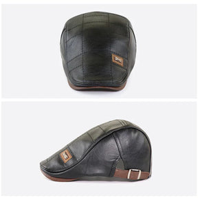 Boina Italiana de Couro Masculina Rauffstein RS374 refinada, com couro premium e design clássico italiano, perfeita para visuais casuais ou formais com conforto.