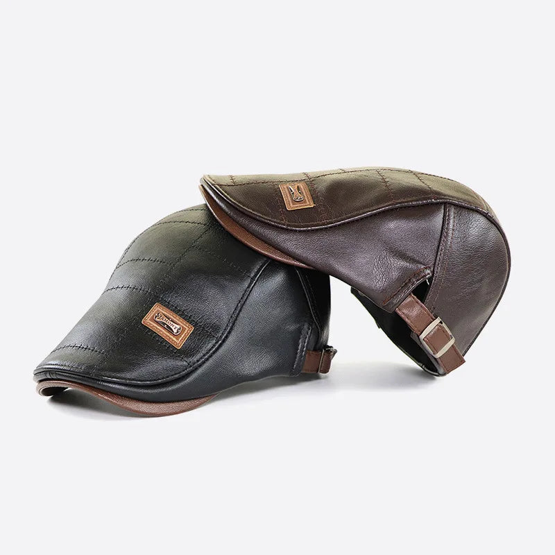 Boina Italiana de Couro Masculina Rauffstein RS374 refinada, com couro premium e design clássico italiano, perfeita para visuais casuais ou formais com conforto.