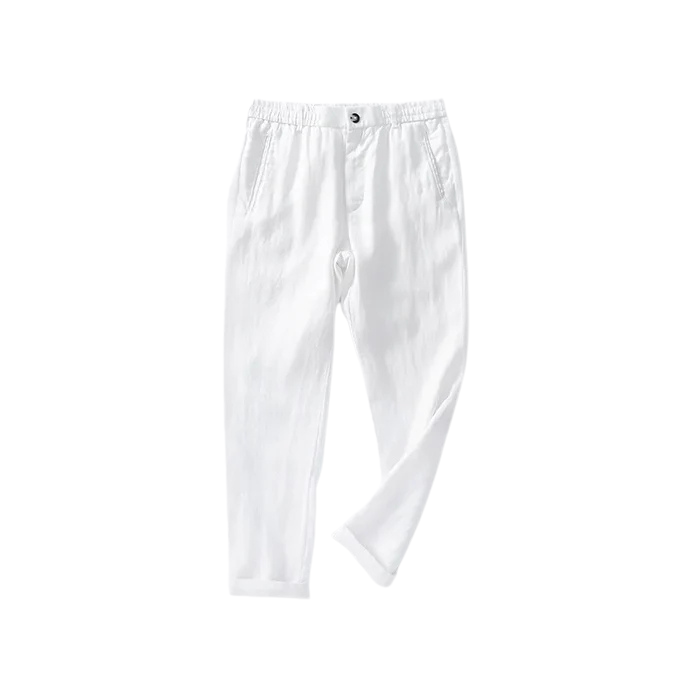 Calça de Linho Masculina Rauffstein RS010, modelagem impecável, tecido premium e acabamento sofisticado para um visual elegante e confortável.