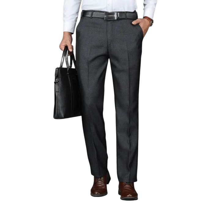 Calça Executiva Clássica Masculina Rauffstein RS515, design refinado, tecido premium, ajuste confortável e acabamento sofisticado para um look impecável.