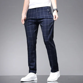 Calça Social Xadrez Masculina Rauffstein RS204, com corte slim fit, perfeita para eventos formais ou corporativos com estilo e elegância.