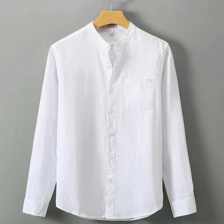 Camisa de Linho Masculina Rauffstein RS001, caimento estruturado, tecido premium e acabamento sofisticado para um visual clássico e elegante.