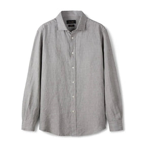 Camisa de Linho Lisa Masculina Rauffstein RS347, tecido leve e respirável, modelagem confortável e acabamento premium para um visual sofisticado.