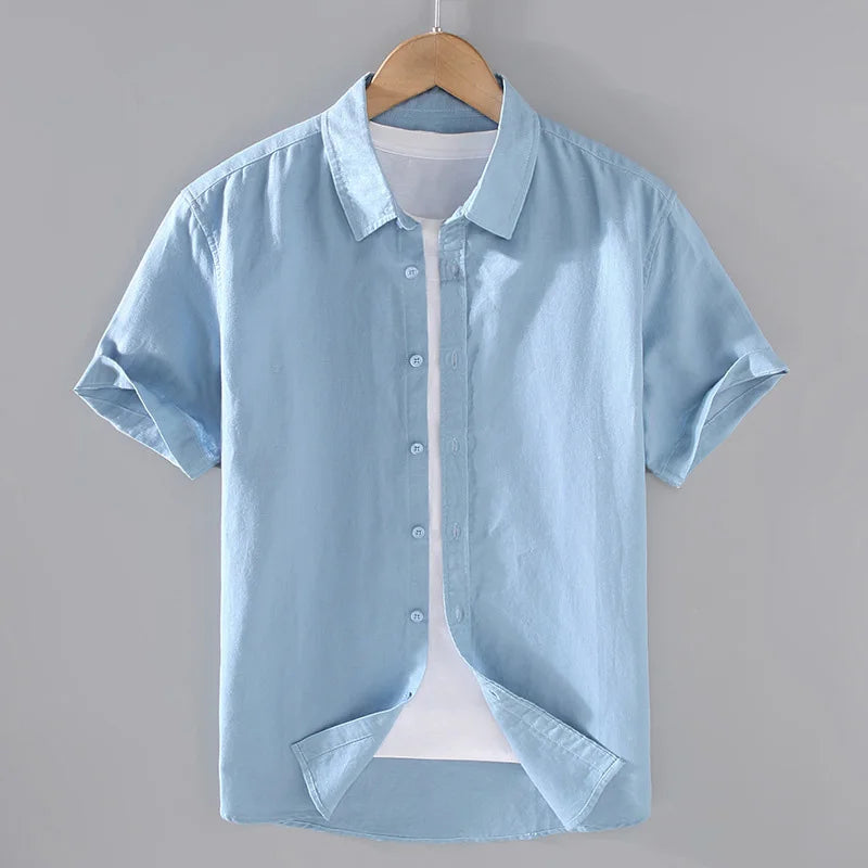 Camisa de Linho Masculina Rauffstein RS004, modelagem refinada, tecido premium e acabamento impecável para um visual clássico e sofisticado.