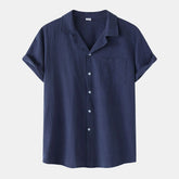 Camisa Masculina em Linho Rauffstein RS397, de tecido leve e respirável, com modelagem casual e toque macio, perfeita para composições versáteis.