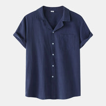 Camisa Masculina em Linho Rauffstein RS397, de tecido leve e respirável, com modelagem casual e toque macio, perfeita para composições versáteis.