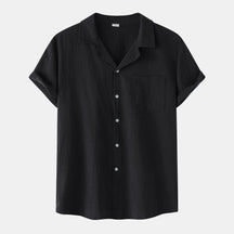 Camisa Masculina em Linho Rauffstein RS397, de tecido leve e respirável, com modelagem casual e toque macio, perfeita para composições versáteis.