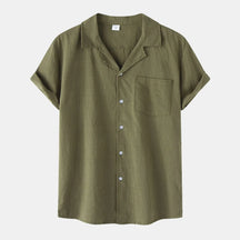Camisa Masculina em Linho Rauffstein RS397, de tecido leve e respirável, com modelagem casual e toque macio, perfeita para composições versáteis.