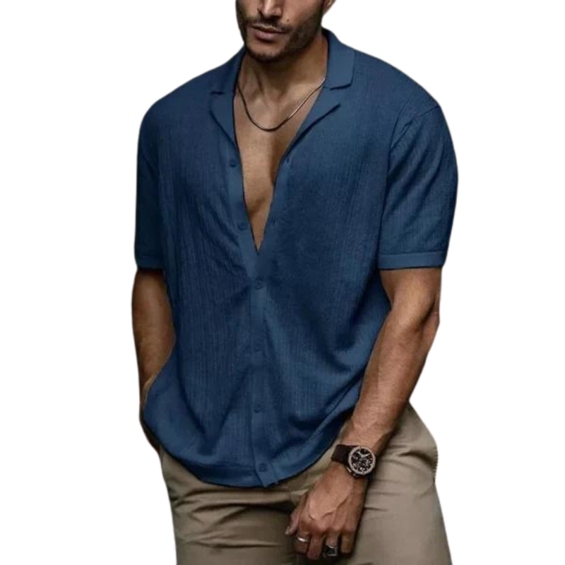 Camisa Masculina Rauffstein RS083 com modelagem ajustada, gola polo e tecido respirável, ideal para estilo e conforto em qualquer ocasião.