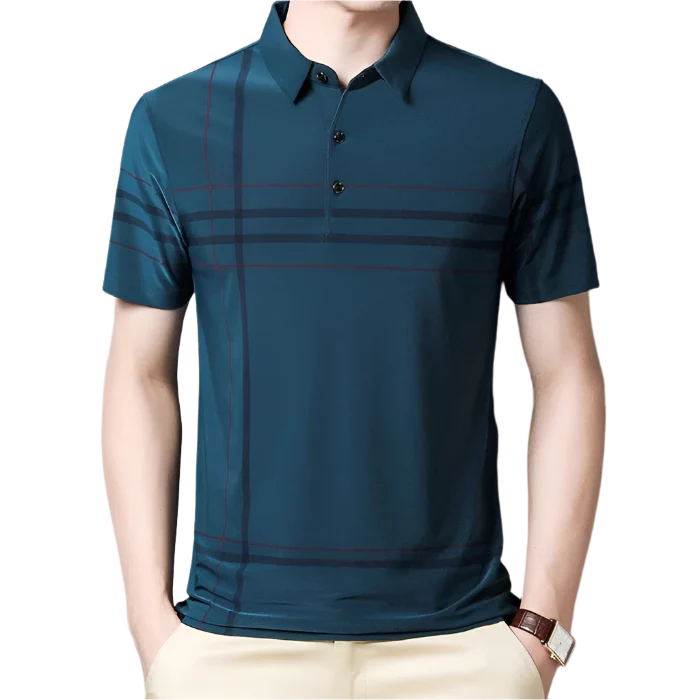 Camisa Polo Listrada Rauffstein RS235 elegante, com tecido premium e design moderno, ideal para visuais casuais e formais com conforto.