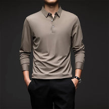 Camisa Polo Manga Comprida Masculina Rauffstein RS051, tecido premium, caimento ajustado e design sofisticado para conforto e versatilidade.