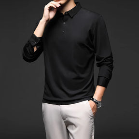 Camisa Polo Manga Comprida Masculina Rauffstein RS051, tecido premium, caimento ajustado e design sofisticado para conforto e versatilidade.