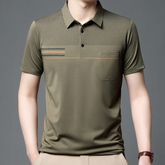 Camisa Polo em Algodão Rauffstein RS236 elegante, com detalhes listrados e design moderno, ideal para visuais casuais e formais com conforto.