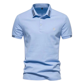 Camisa Polo em Algodão Rauffstein RS238 elegante, com detalhes bordados e design moderno, ideal para visuais casuais e formais com conforto.